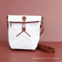 Foldable Paper Document Bag Slim White Kraft Sling Bag Office